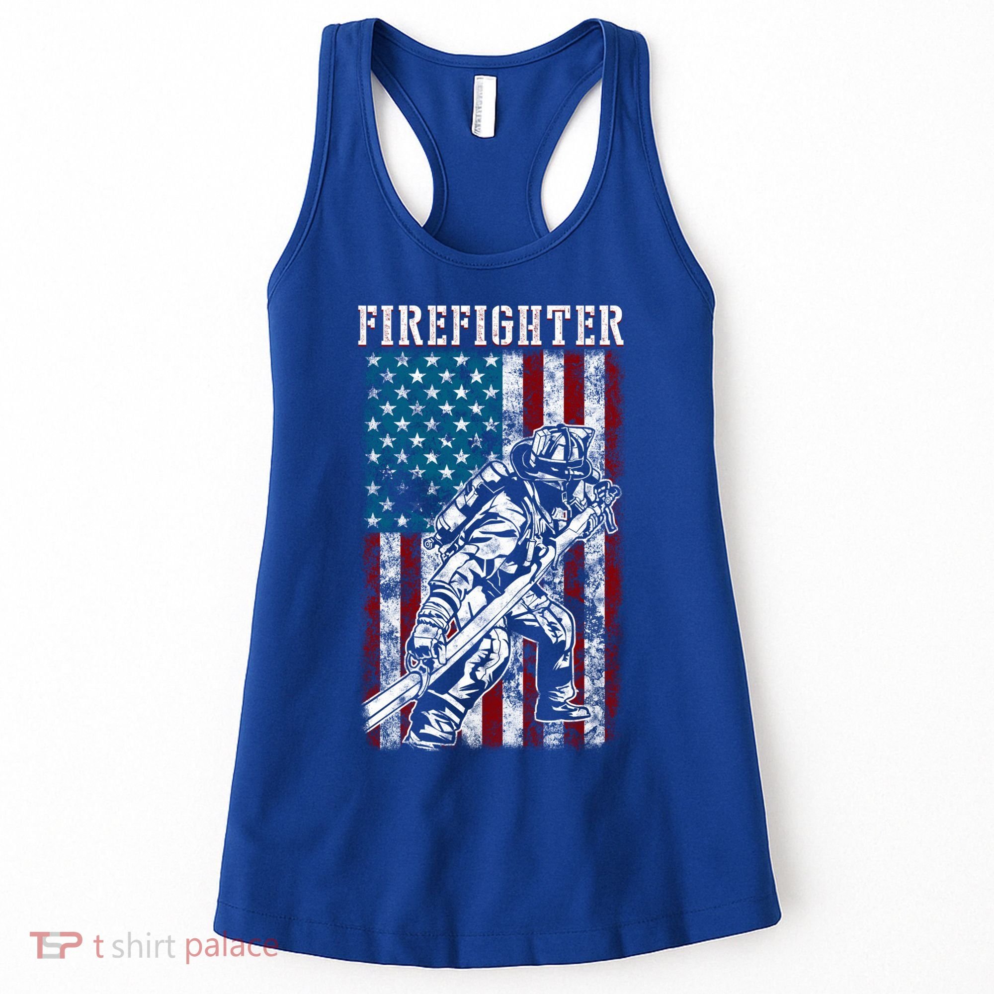 Fire Tattered Stripes Patriotic Firefighter American Flag Gift Women's Tank Top