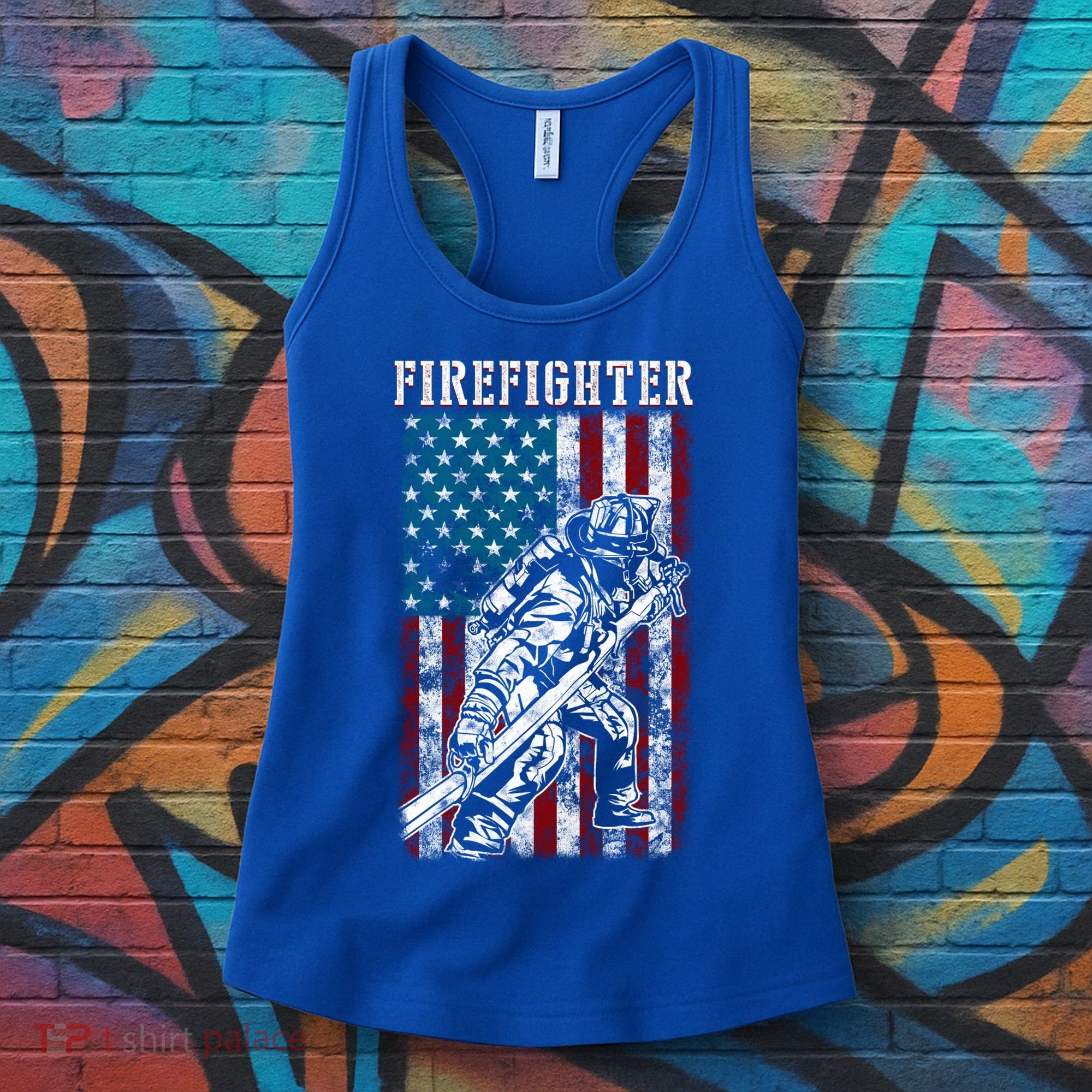 Fire Tattered Stripes Patriotic Firefighter American Flag Gift Women's Tank Top