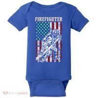 Fire Tattered Stripes Patriotic Firefighter American Flag Gift Baby Bodysuit thumb 0