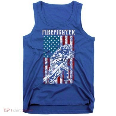 Fire Tattered Stripes Patriotic Firefighter American Flag Gift Tank Top