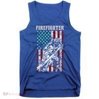 Fire Tattered Stripes Patriotic Firefighter American Flag Gift Tank Top thumb 0