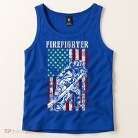Fire Tattered Stripes Patriotic Firefighter American Flag Gift Tank Top thumb 2