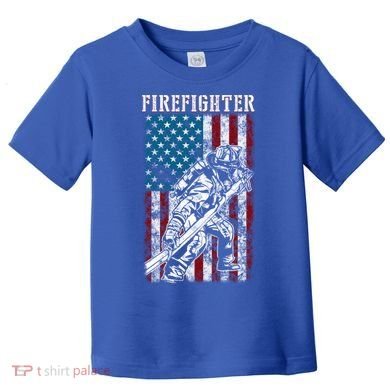 Fire Tattered Stripes Patriotic Firefighter American Flag Gift Toddler T-Shirt