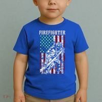 Fire Tattered Stripes Patriotic Firefighter American Flag Gift Toddler T-Shirt thumb 2