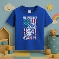 Fire Tattered Stripes Patriotic Firefighter American Flag Gift Toddler T-Shirt thumb 3
