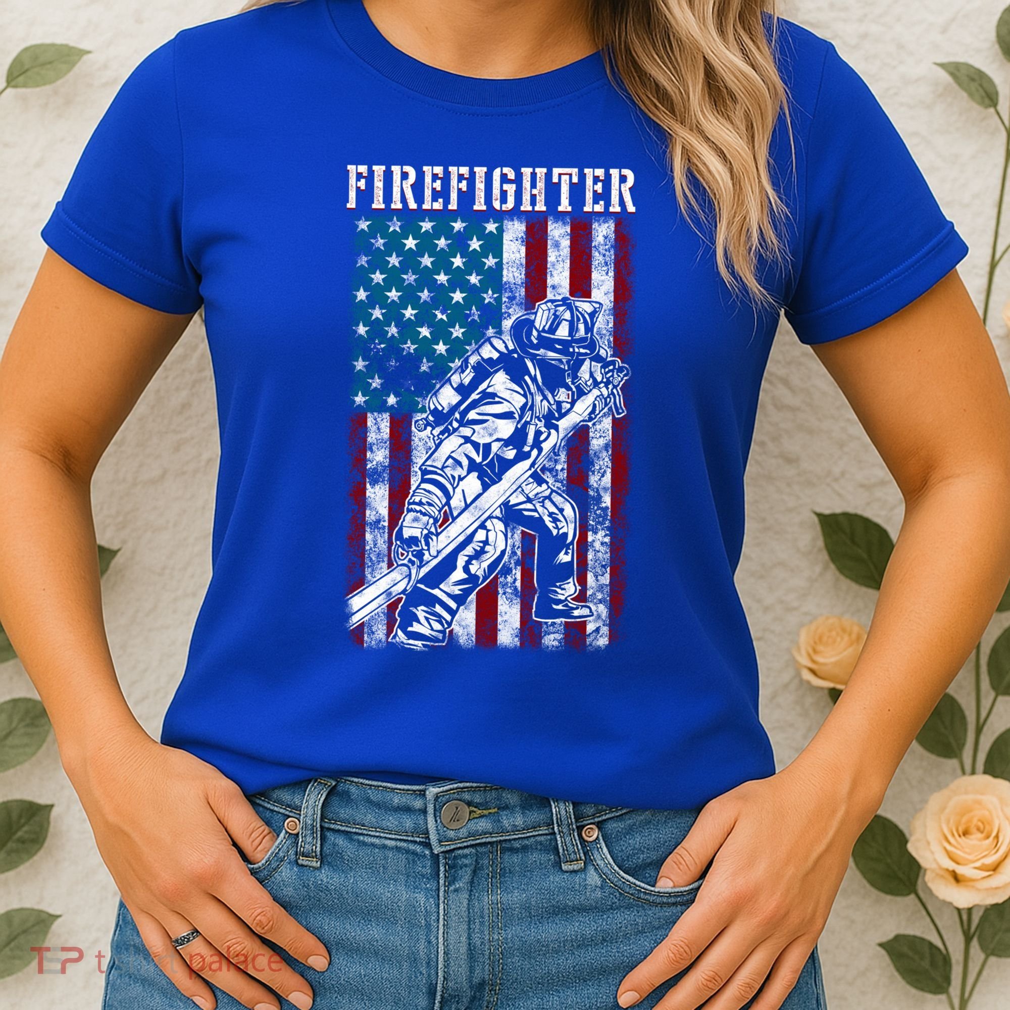Fire Tattered Stripes Patriotic Firefighter American Flag Gift Women's T-Shirt