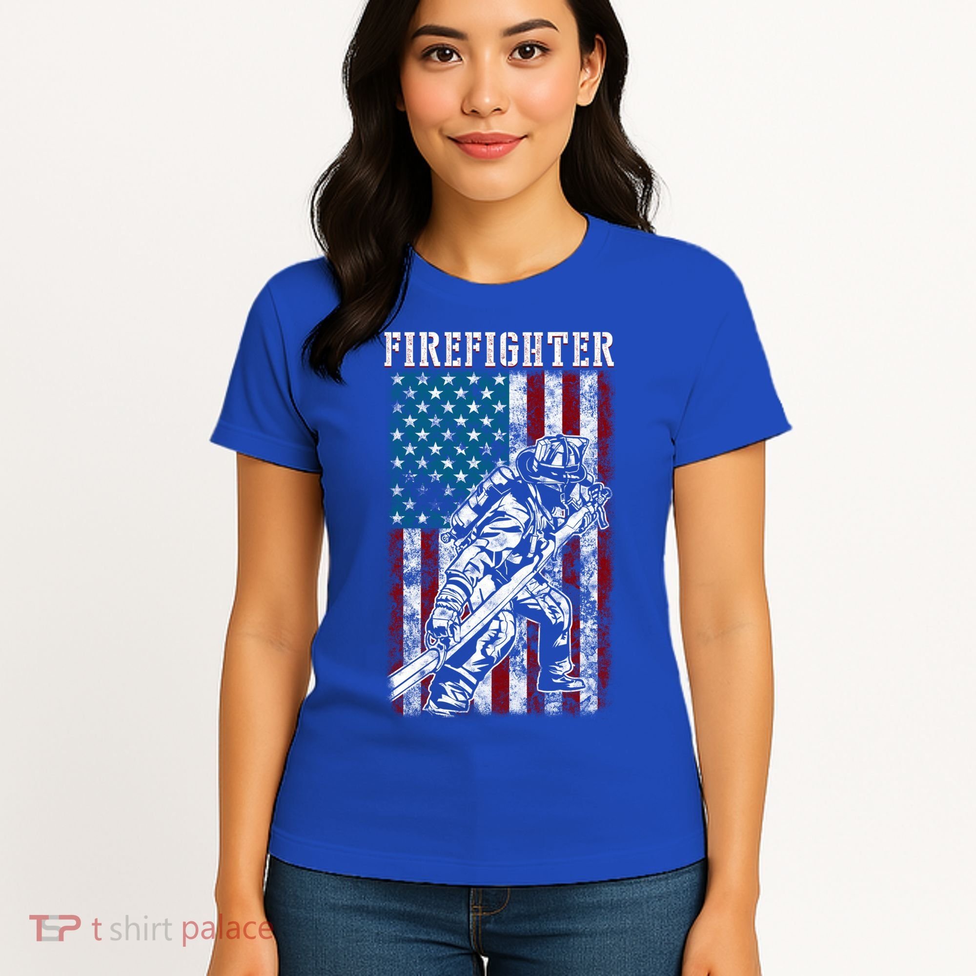 Fire Tattered Stripes Patriotic Firefighter American Flag Gift Women's T-Shirt