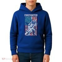 Fire Tattered Stripes Patriotic Firefighter American Flag Gift Kids Hoodie thumb 4