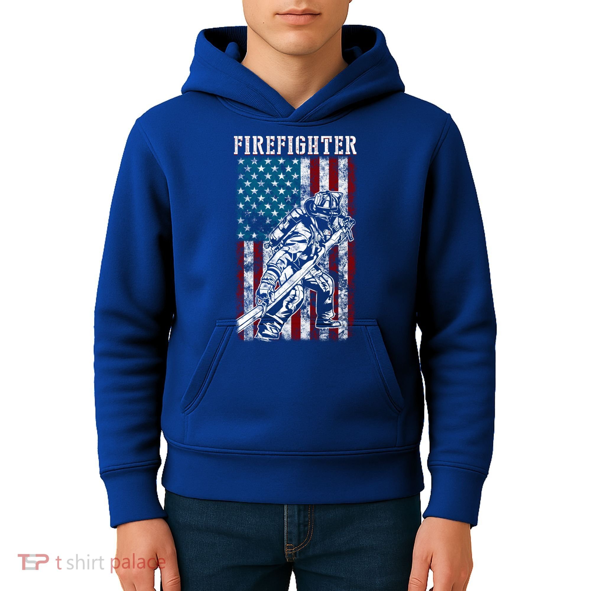 Fire Tattered Stripes Patriotic Firefighter American Flag Gift Kids Hoodie
