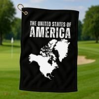 Funny Trump Speech American Flag Canada Greenland Gulf Map Golf Towel thumb 1