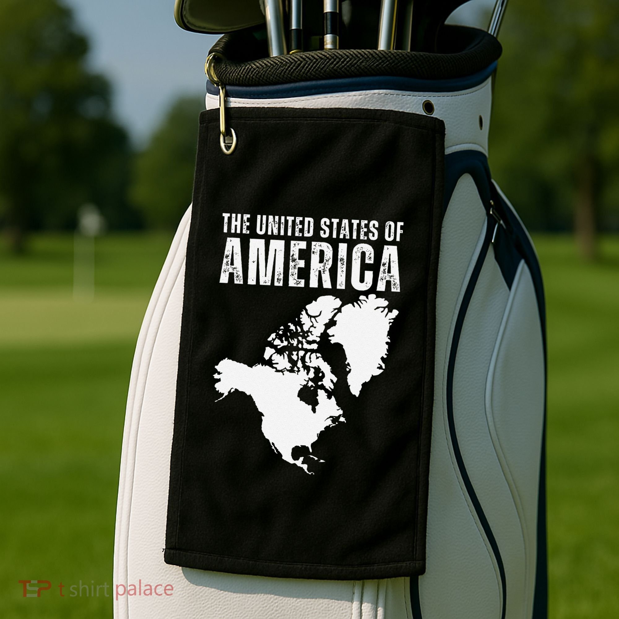 Funny Trump Speech American Flag Canada Greenland Gulf Map Golf Towel