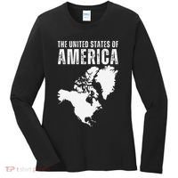 Funny Trump Speech American Flag Canada Greenland Gulf Map Women's Long Sleeve Shirt thumb 0