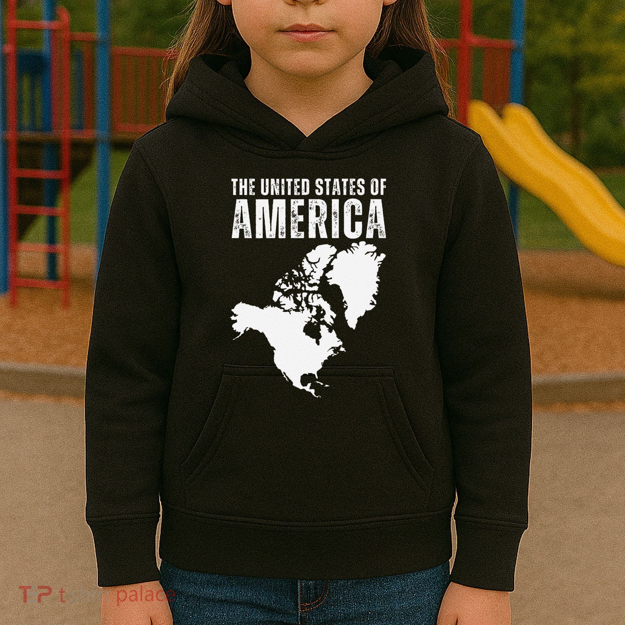 Funny Trump Speech American Flag Canada Greenland Gulf Map Kids Hoodie