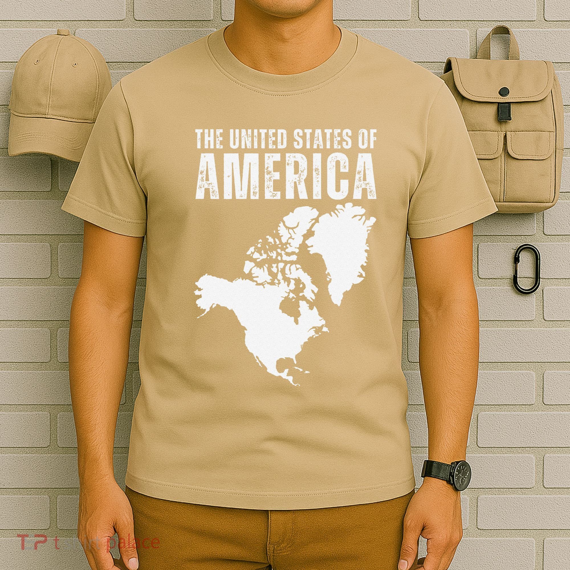 Funny Trump Speech American Flag Canada Greenland Gulf Map T-Shirt