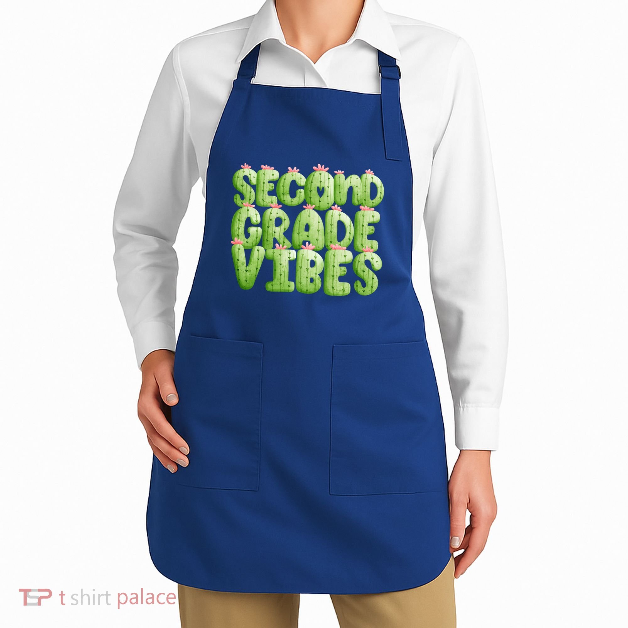 Friday Teacher Second 2Nd Grade Level Cactus Vibes Boho Team Gift Apron