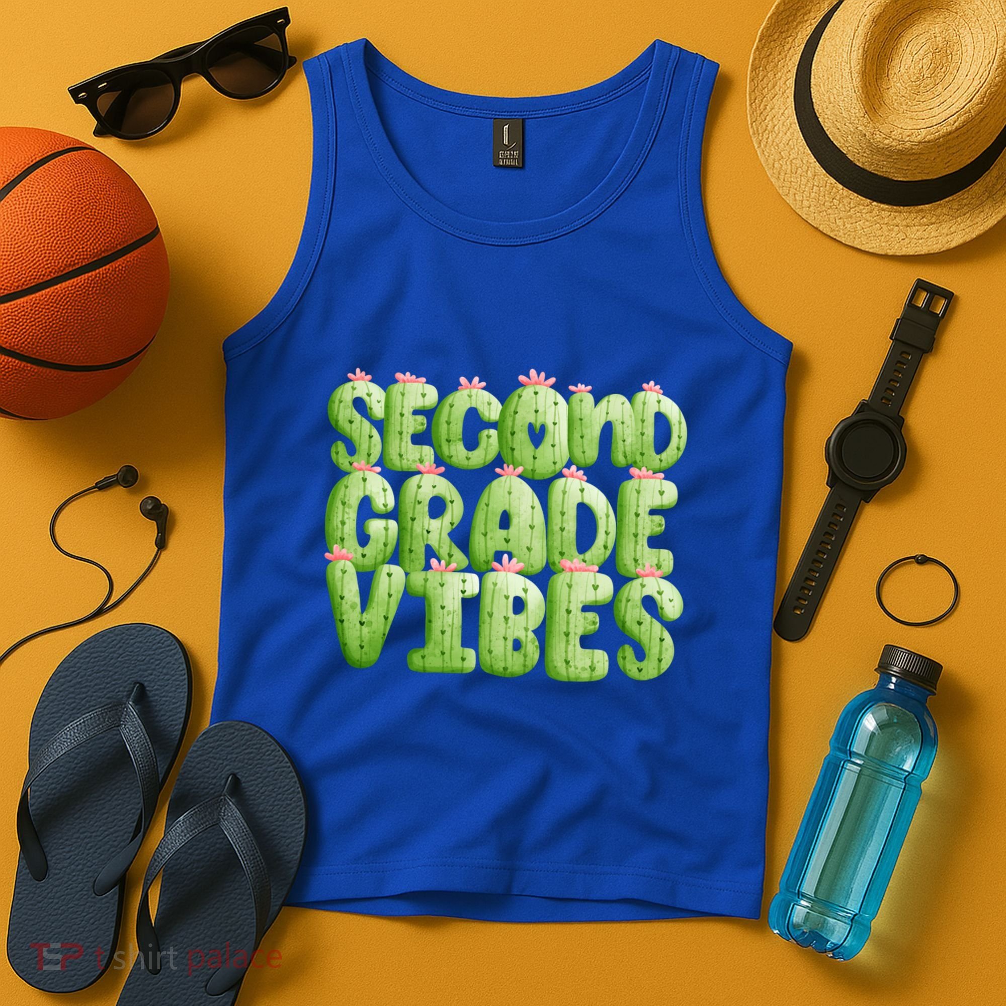 Friday Teacher Second 2Nd Grade Level Cactus Vibes Boho Team Gift Tank Top