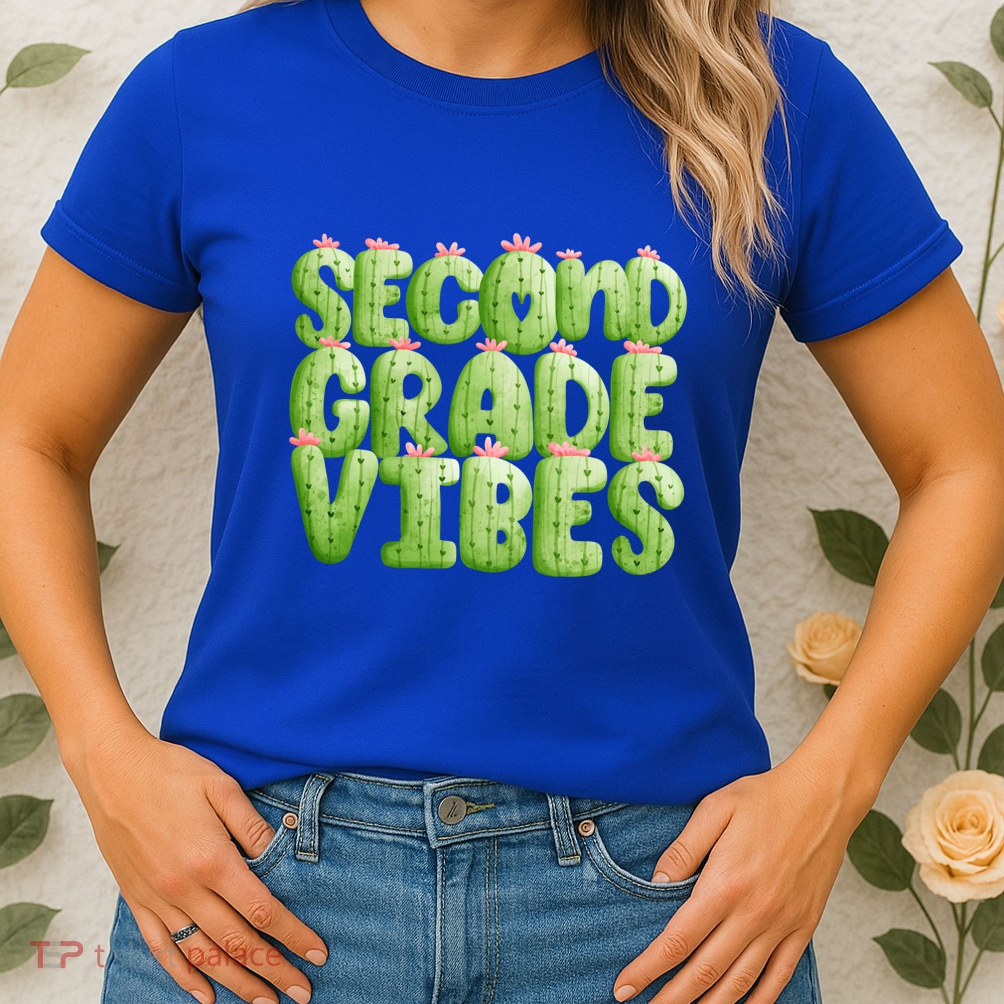 Friday Teacher Second 2Nd Grade Level Cactus Vibes Boho Team Gift Women's T-Shirt