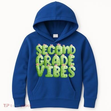 Friday Teacher Second 2Nd Grade Level Cactus Vibes Boho Team Gift Kids Hoodie