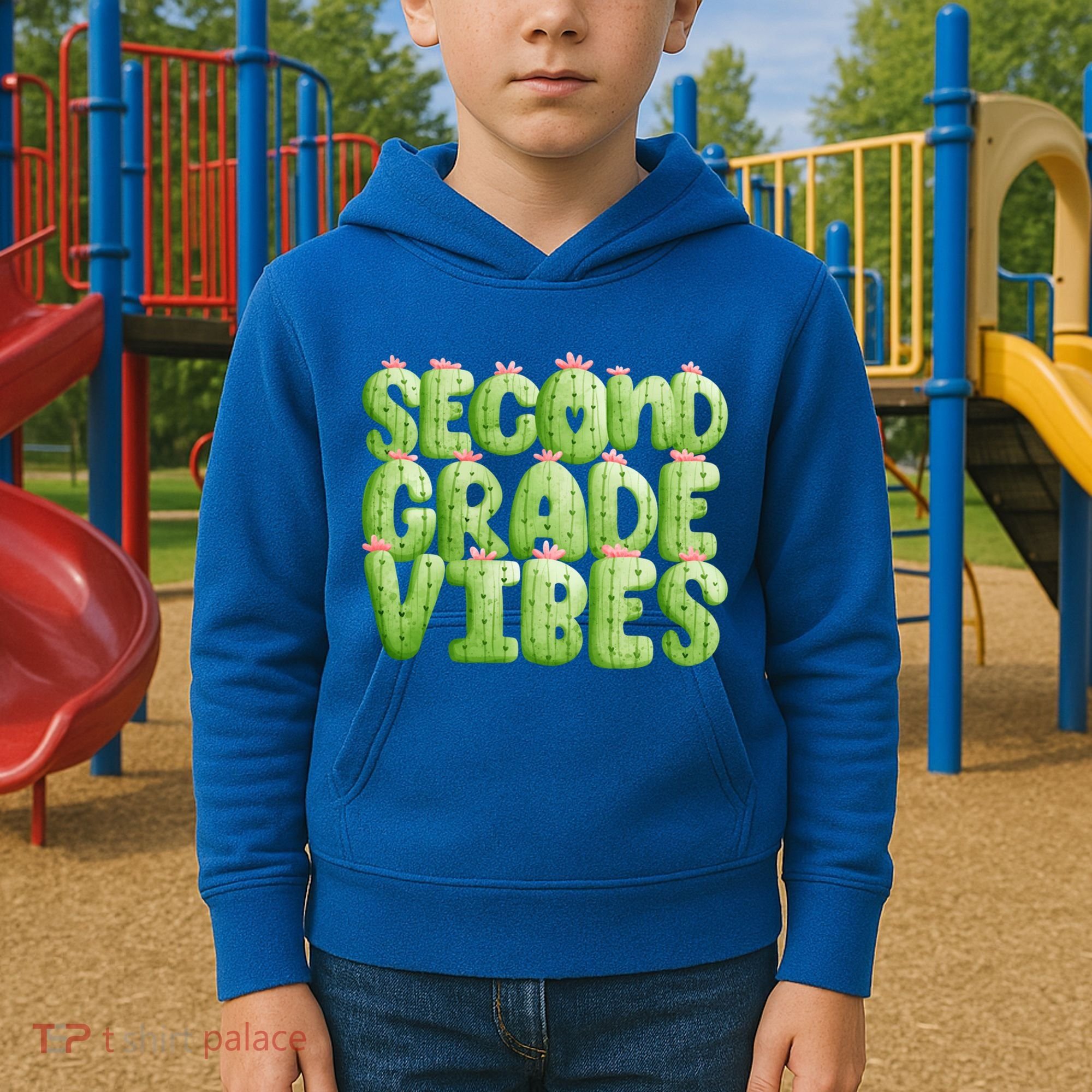 Friday Teacher Second 2Nd Grade Level Cactus Vibes Boho Team Gift Kids Hoodie