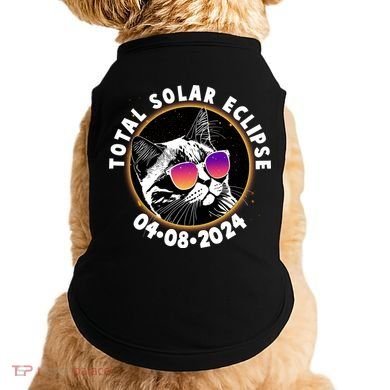 Funny Total Solar Eclipse April 8 2024 Sunglasses Cat Doggie Tank