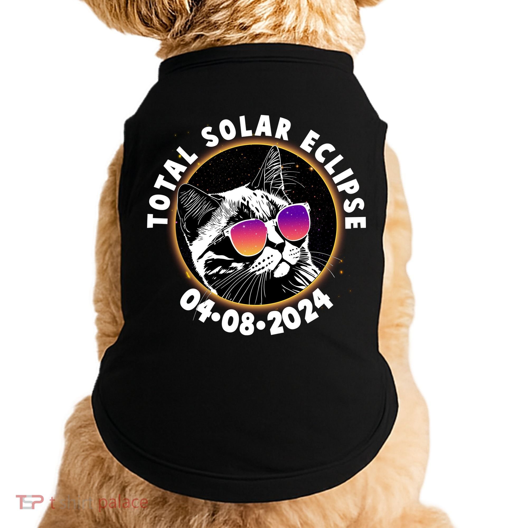 Funny Total Solar Eclipse April 8 2024 Sunglasses Cat Doggie Tank
