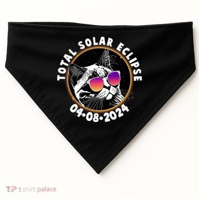 Funny Total Solar Eclipse April 8 2024 Sunglasses Cat USA-Made Doggie Bandana