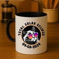 Funny Total Solar Eclipse April 8 2024 Sunglasses Cat Coffee Mug thumb 4