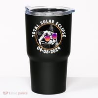 Funny Total Solar Eclipse April 8 2024 Sunglasses Cat Tumbler thumb 0