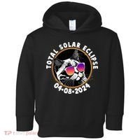 Funny Total Solar Eclipse April 8 2024 Sunglasses Cat Toddler Hoodie thumb 0
