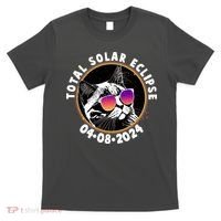Funny Total Solar Eclipse April 8 2024 Sunglasses Cat T-Shirt thumb 0