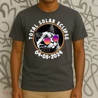 Funny Total Solar Eclipse April 8 2024 Sunglasses Cat T-Shirt thumb 3