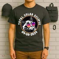 Funny Total Solar Eclipse April 8 2024 Sunglasses Cat T-Shirt thumb 6