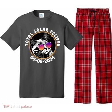 Funny Total Solar Eclipse April 8 2024 Sunglasses Cat Pajama Set