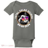 Funny Total Solar Eclipse April 8 2024 Sunglasses Cat Baby Bodysuit thumb 0