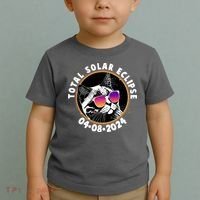 Funny Total Solar Eclipse April 8 2024 Sunglasses Cat Toddler T-Shirt thumb 2