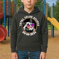 Funny Total Solar Eclipse April 8 2024 Sunglasses Cat Kids Hoodie thumb 2