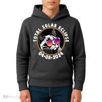 Funny Total Solar Eclipse April 8 2024 Sunglasses Cat Kids Hoodie thumb 4