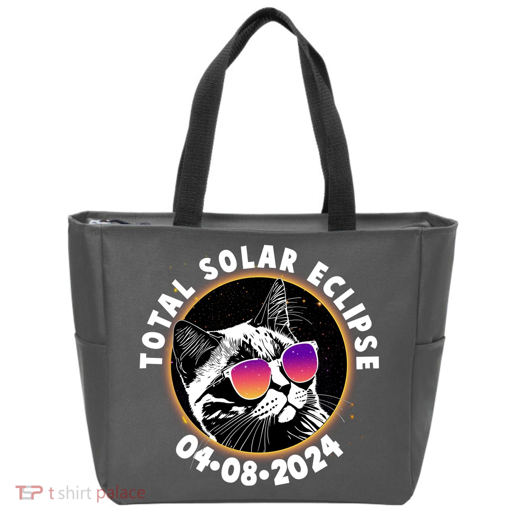 Funny Total Solar Eclipse April 8 2024 Sunglasses Cat Tote Bag