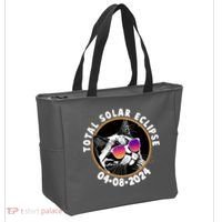 Funny Total Solar Eclipse April 8 2024 Sunglasses Cat Tote Bag thumb 2