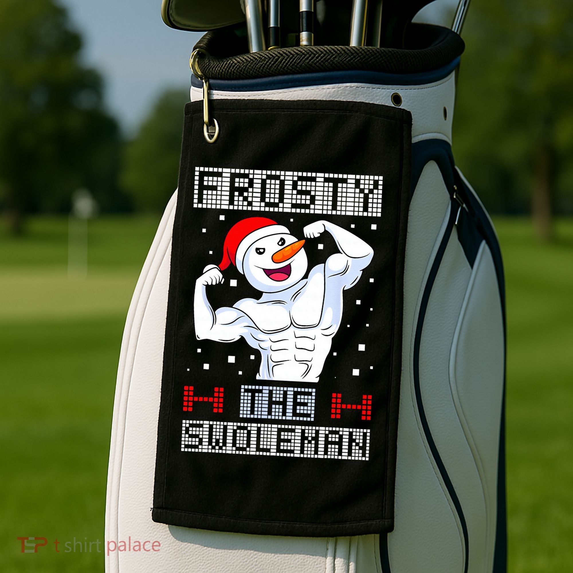 Frosty The Swoleman Bodybuilder Snowman Ugly Christmas Golf Towel
