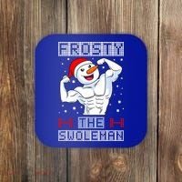 Frosty The Swoleman Bodybuilder Snowman Ugly Christmas Coaster thumb 0
