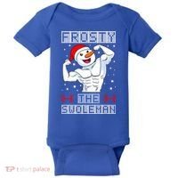 Frosty The Swoleman Bodybuilder Snowman Ugly Christmas Baby Bodysuit thumb 0