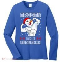 Frosty The Swoleman Bodybuilder Snowman Ugly Christmas Women's Long Sleeve Shirt thumb 0