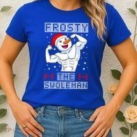 Frosty The Swoleman Bodybuilder Snowman Ugly Christmas Women's T-Shirt thumb 2