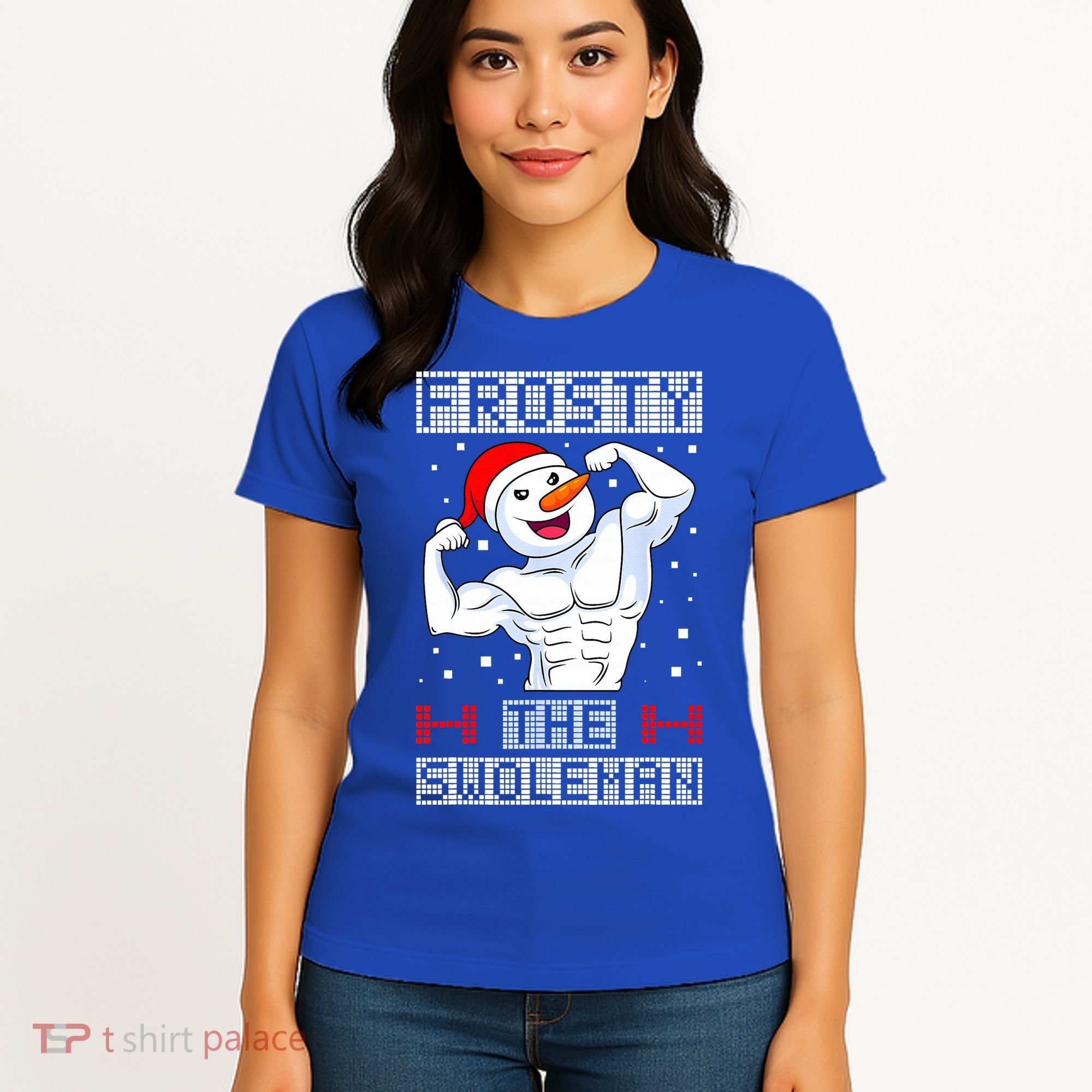 Frosty The Swoleman Bodybuilder Snowman Ugly Christmas Women's T-Shirt
