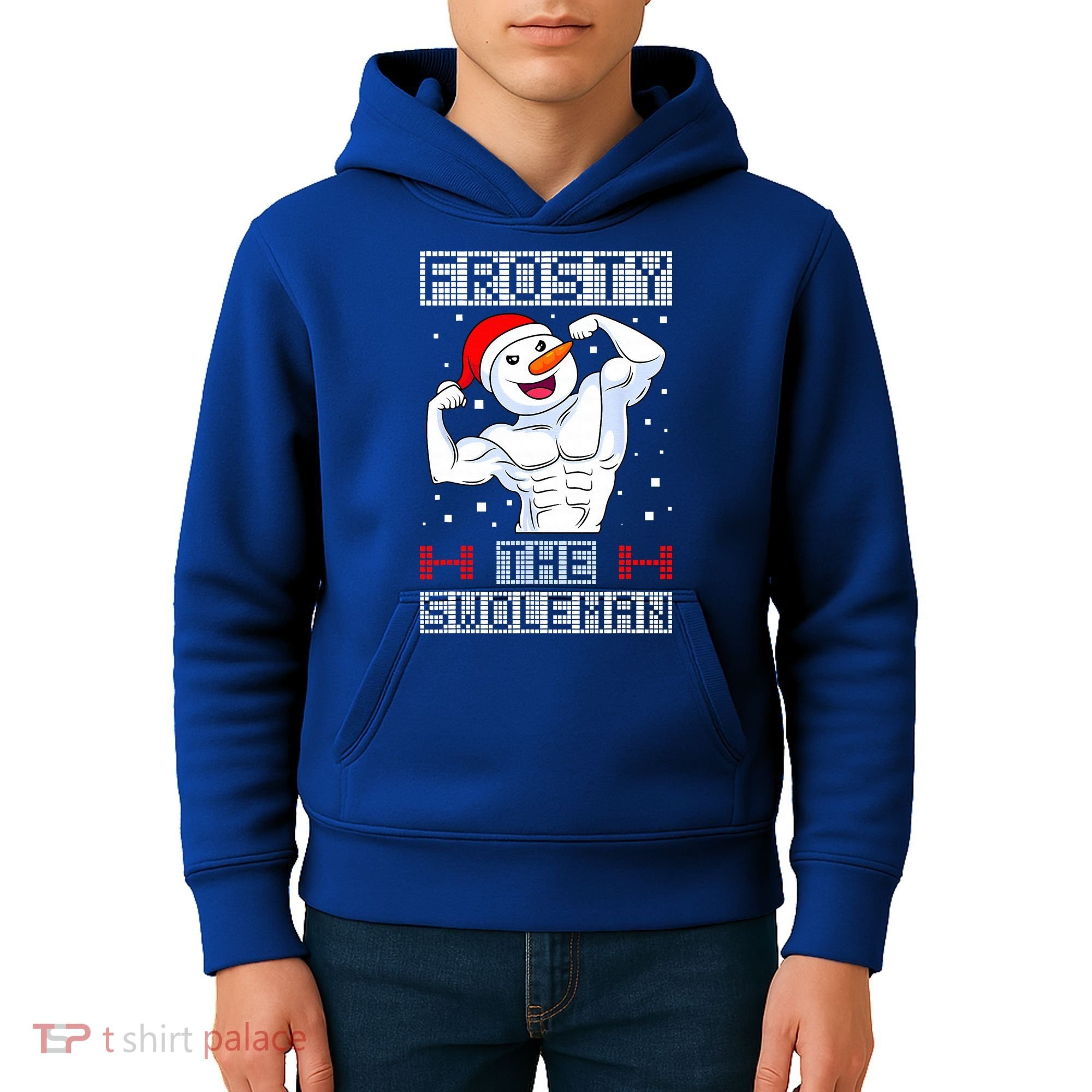 Frosty The Swoleman Bodybuilder Snowman Ugly Christmas Kids Hoodie
