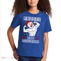 Frosty The Swoleman Bodybuilder Snowman Ugly Christmas Kids T-Shirt thumb 2