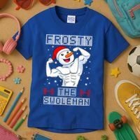 Frosty The Swoleman Bodybuilder Snowman Ugly Christmas Kids T-Shirt thumb 3