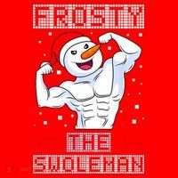 Frosty The Swoleman Bodybuilder Snowman Ugly Christmas Santa Hat thumb 1