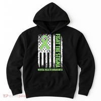 Fight The Stigma Mental Health Awareness Distressed USA Flag Hoodie thumb 0